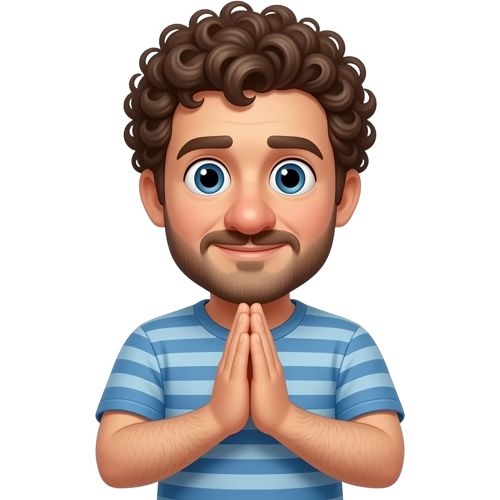 Man with huge nose and curly hair rubbing hands together  emoji