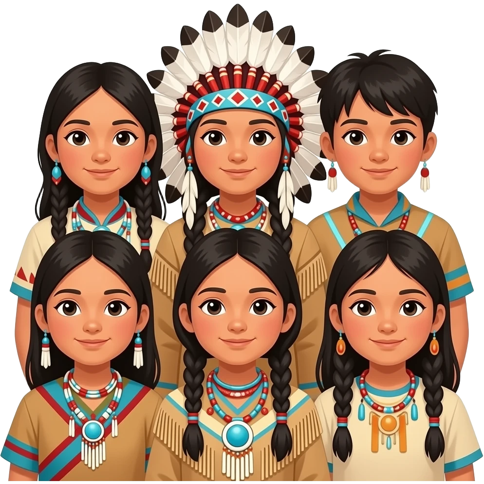 native american children group emoji