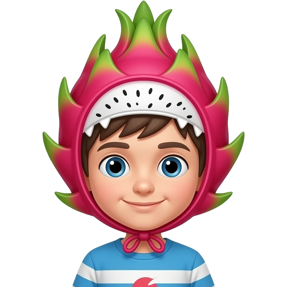 boy wearing dragon Fruit Hat emoji