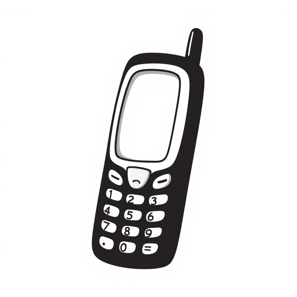 1990s brick cell phone, hand drawn doodle style emoji