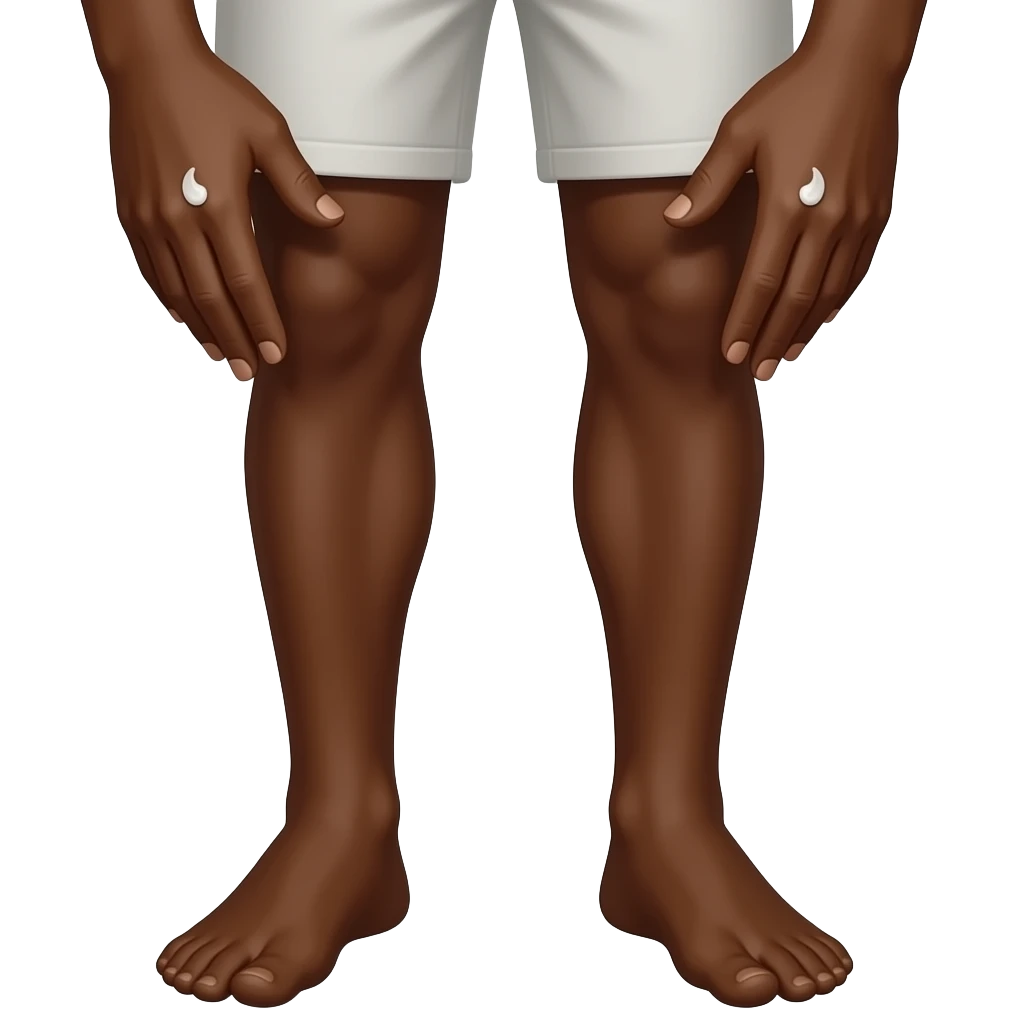 MALE LEGS AND HANDS ONLY DARKBEOWN SKIN APPLYING CREAM emoji