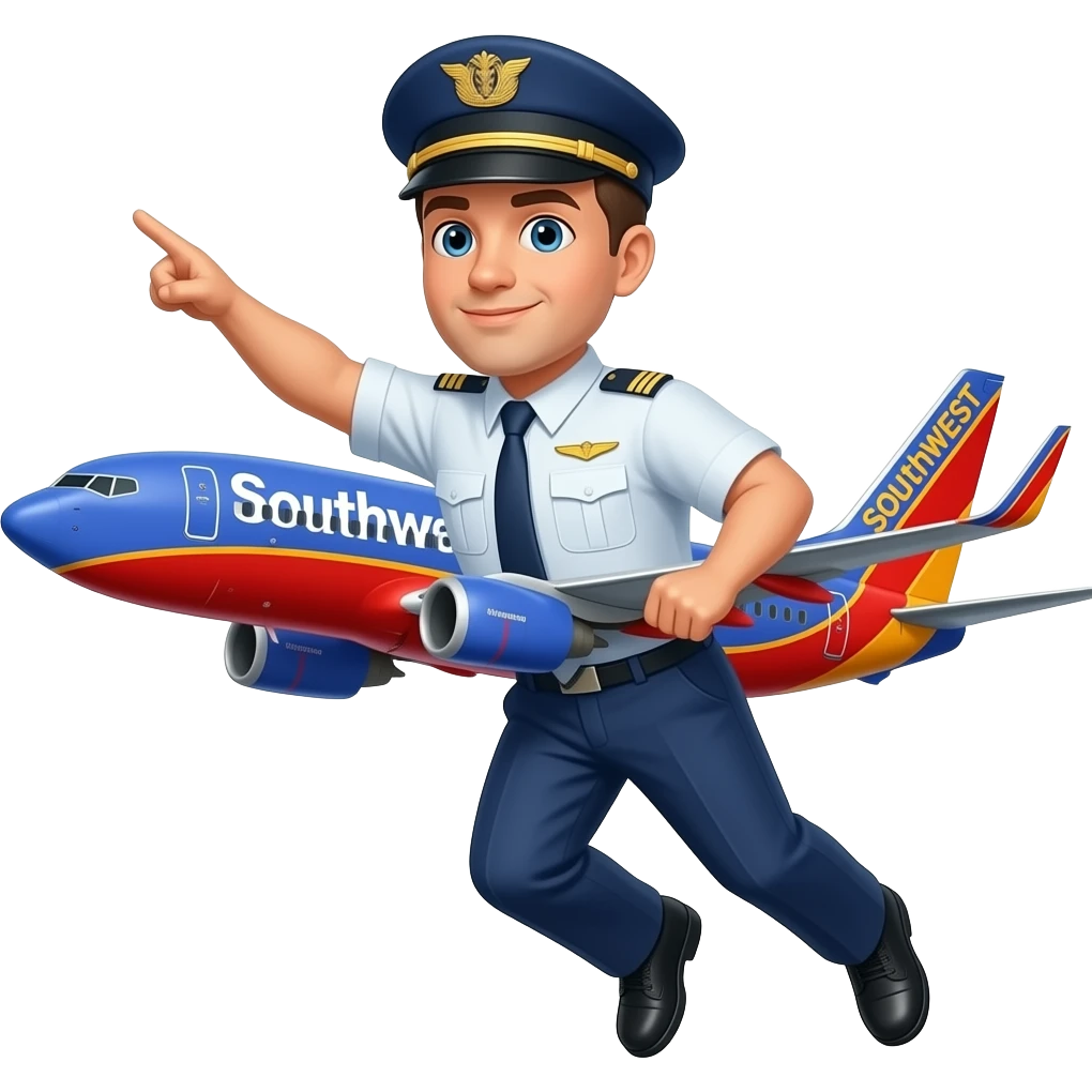 Civilian flying a Southwest plane emoji