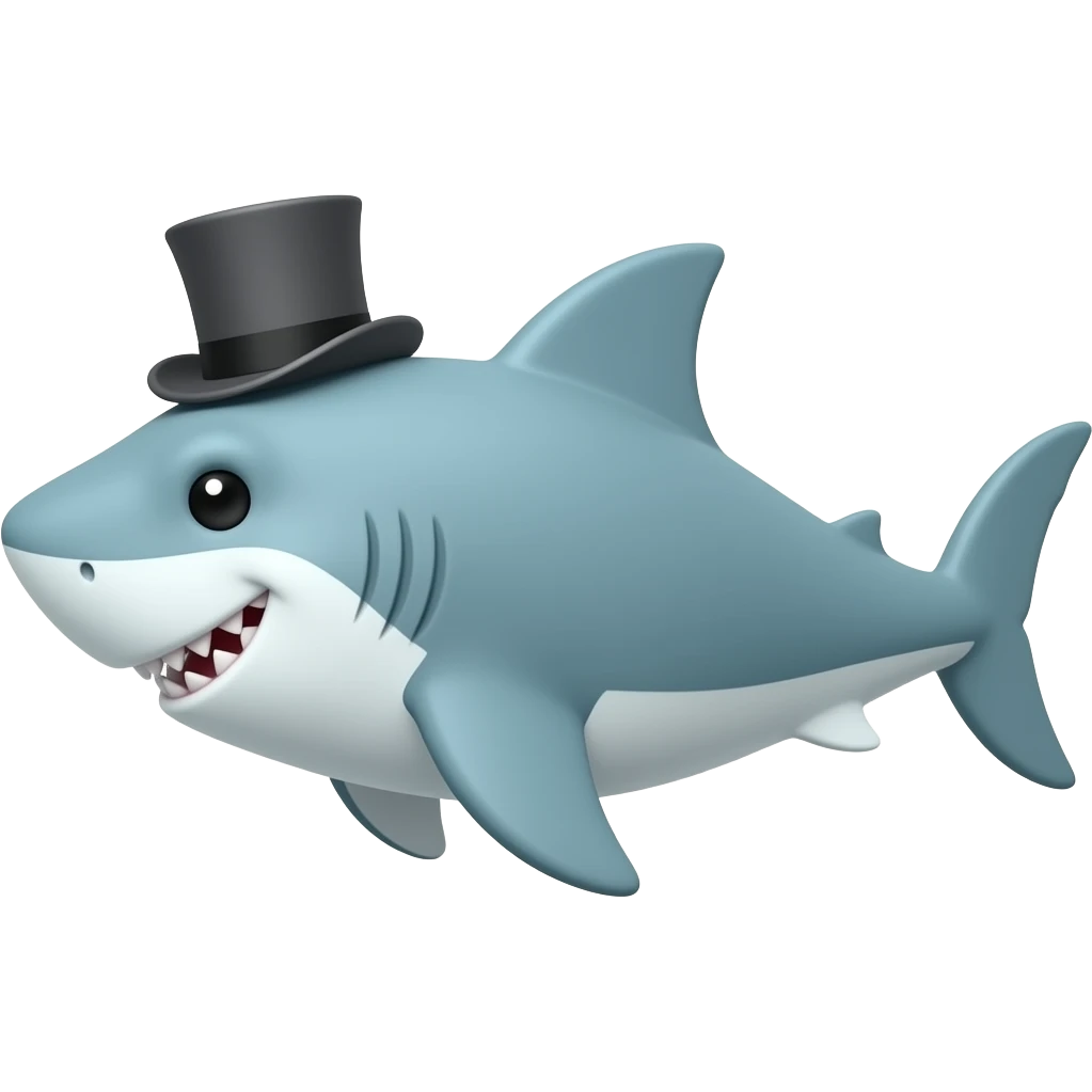 Shark with a top hat emoji