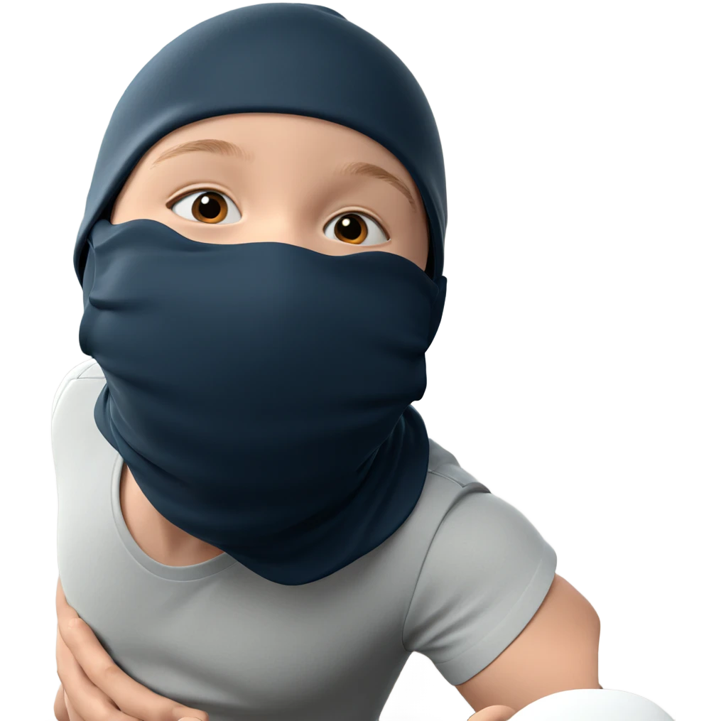 boy wearing hat with mask emoji