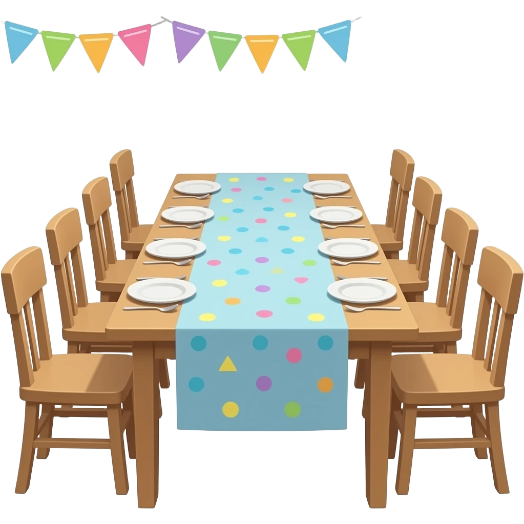 A table is long for birthday without somthing in the table not a little bit emoji