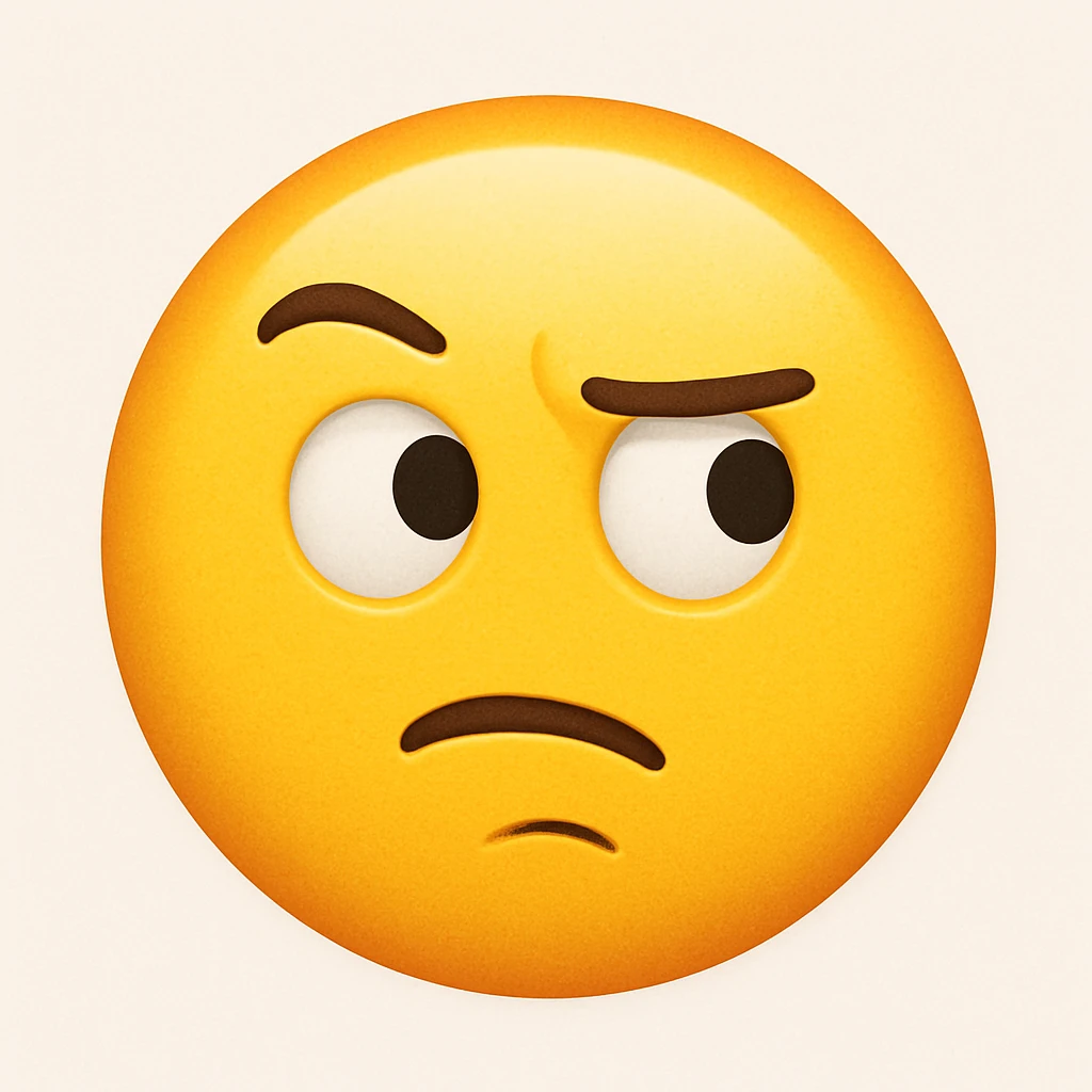 yellow emoji with a skeptical face emoji