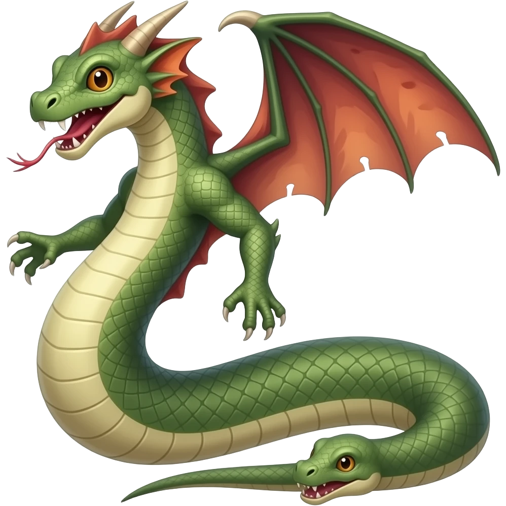 serpent with a head, dragon wings and arms and another head in the tail emoji