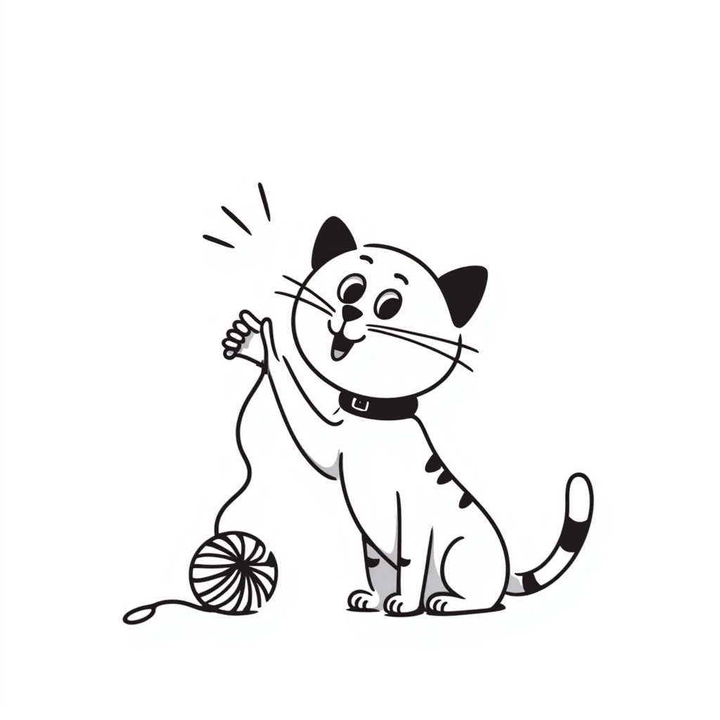 playful cat, hand-drawn doodle style emoji