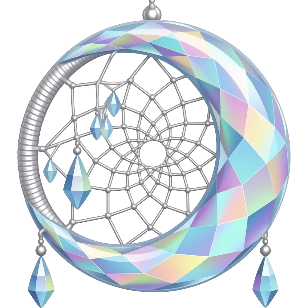 glossy Pastel iridescent crystal crescent damask moon dreamcatcher emoji