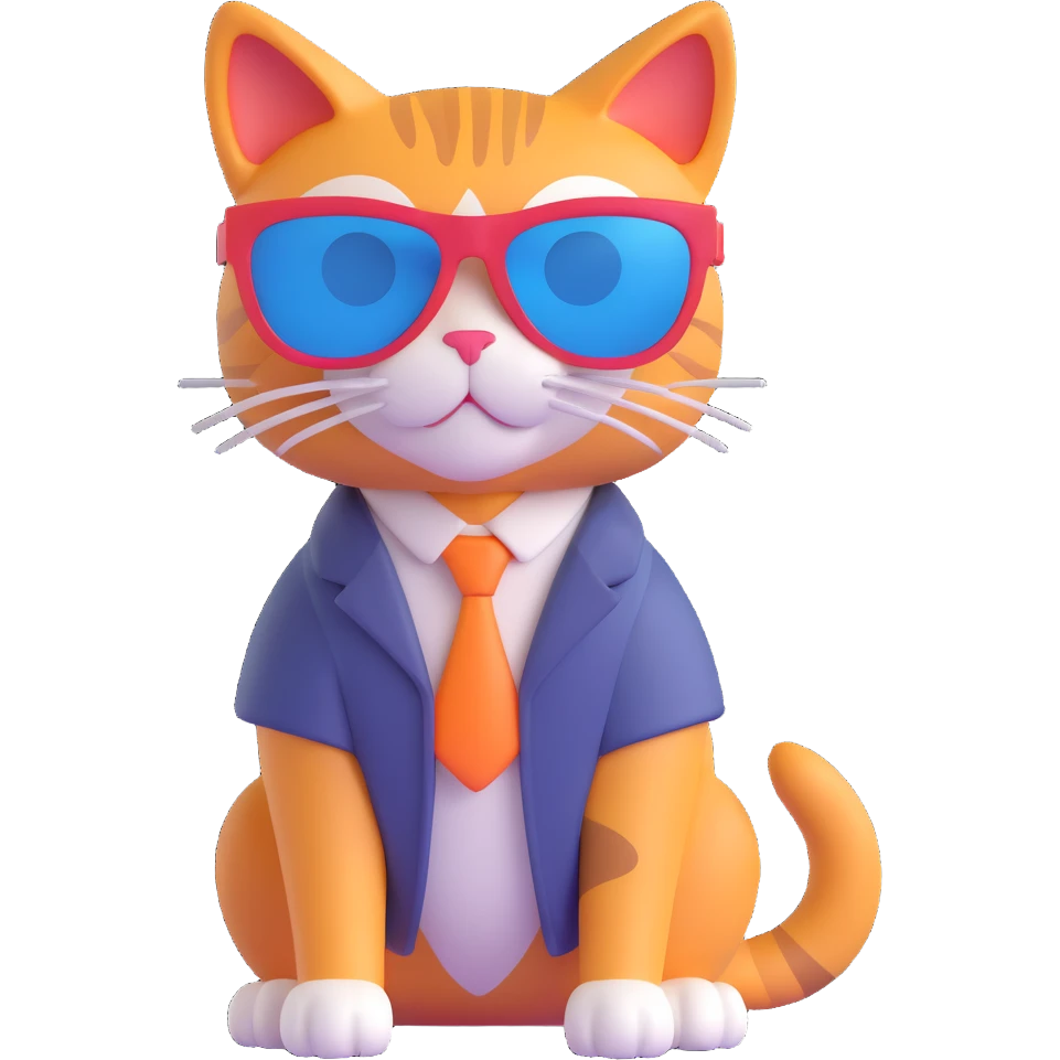 stylish cat in sunglasses with confident pose emoji