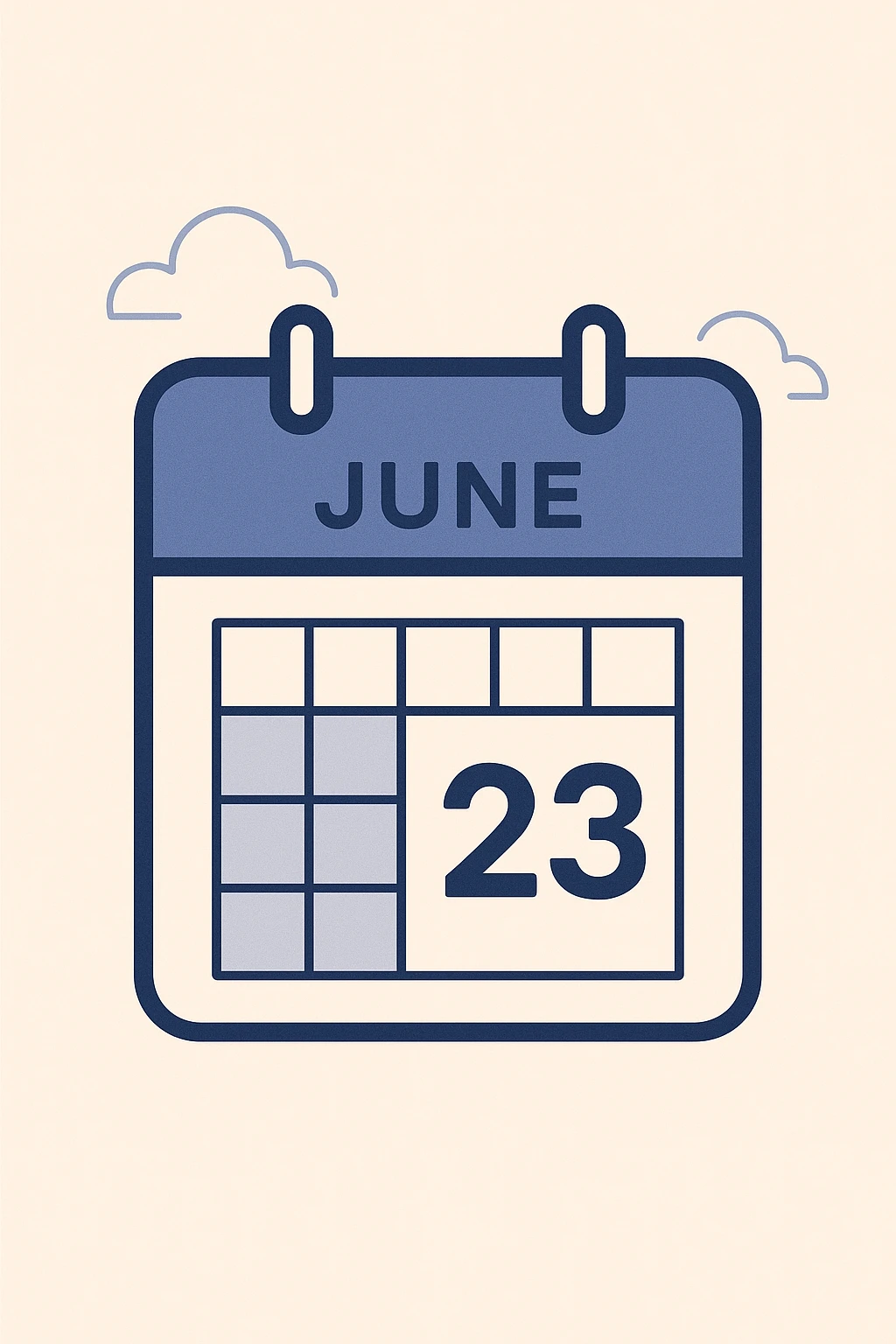 calendar icon with June 23 highlighted, minimal style emoji