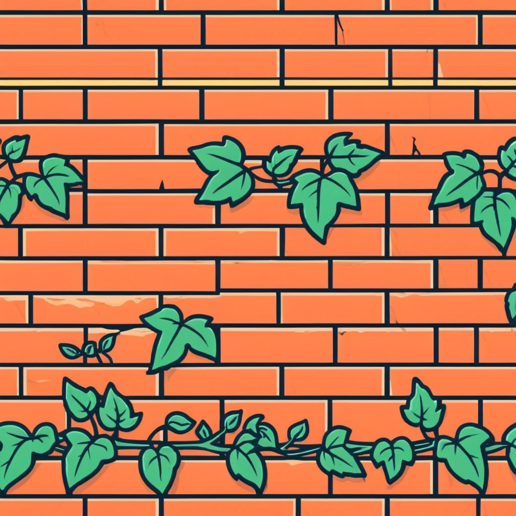 old brick wall with ivy vines and leaves emoji