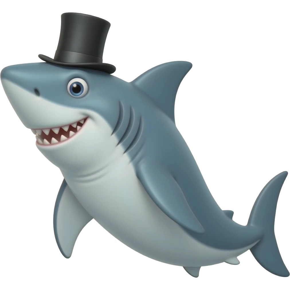 Shark with a top hat emoji