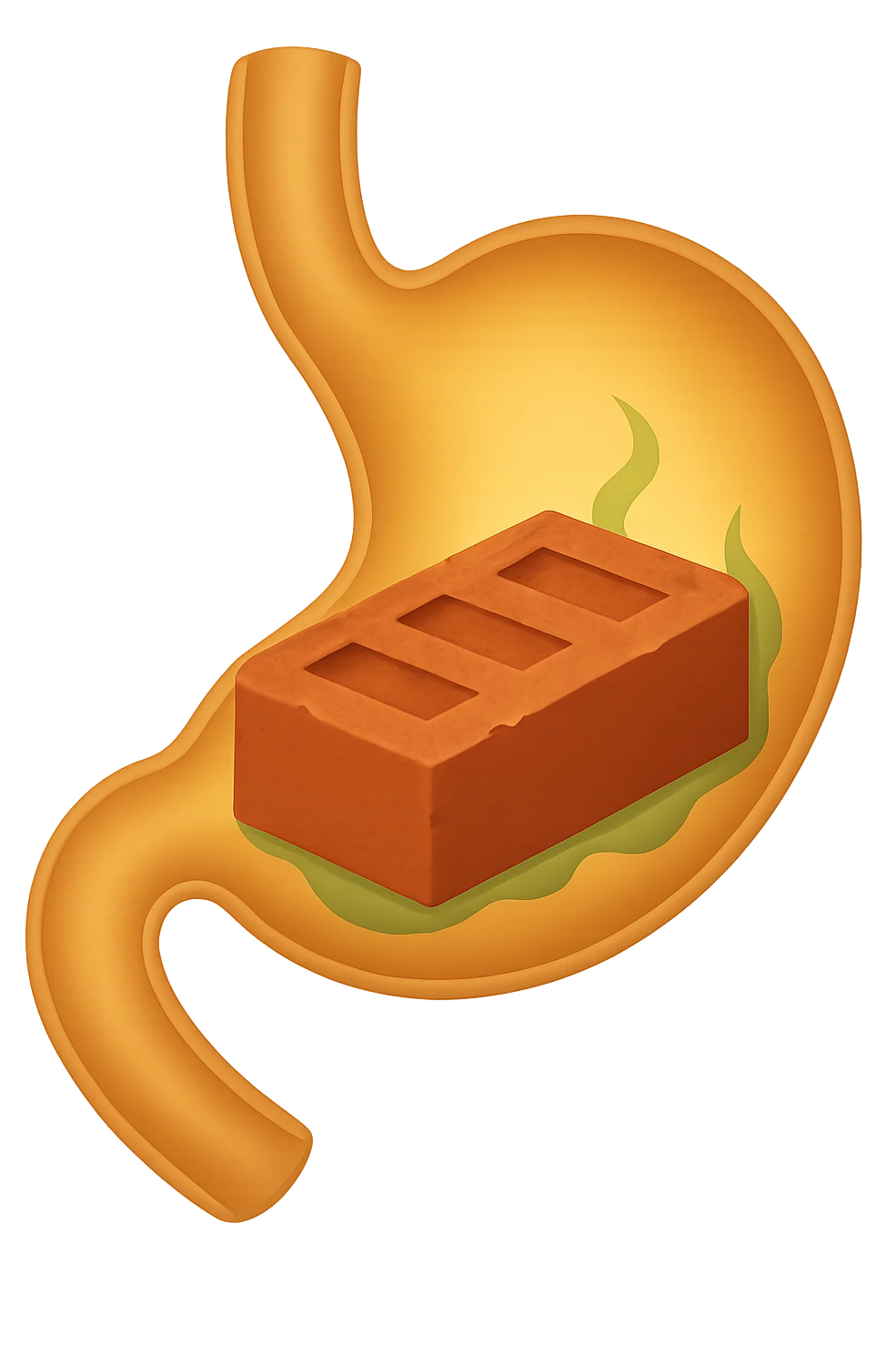 Mattone nello stomaco che sta venendo digerito emoji iphone style emoji