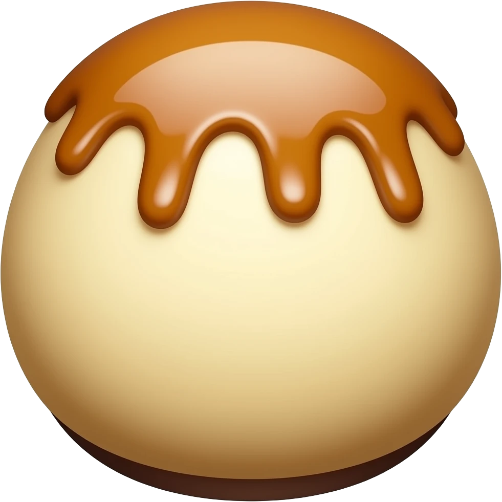 Dessert en forme de boule  vanille et caramel emoji