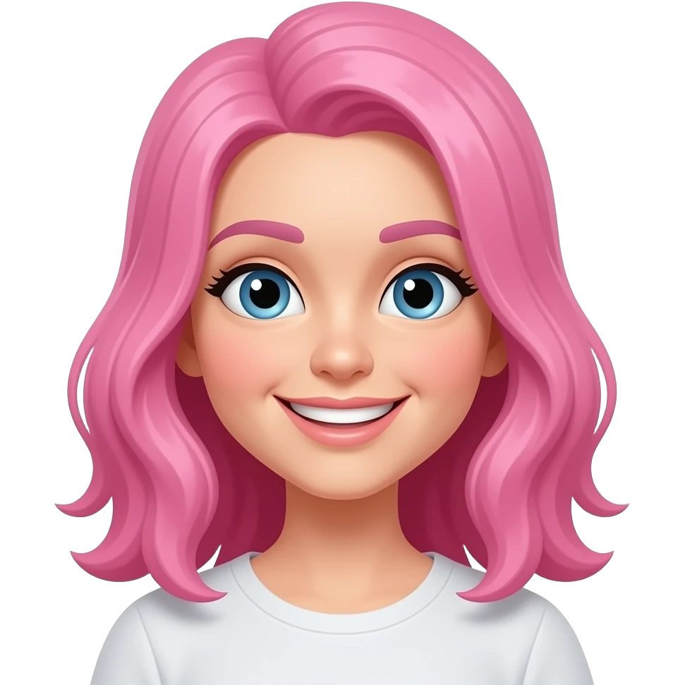 Grinning woman with pink hair emoji