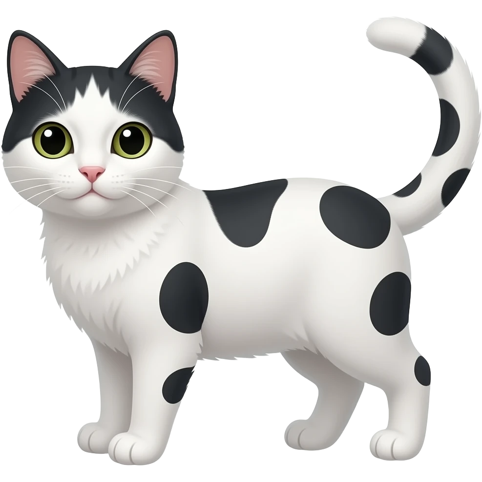 A white cat with black spots emoji