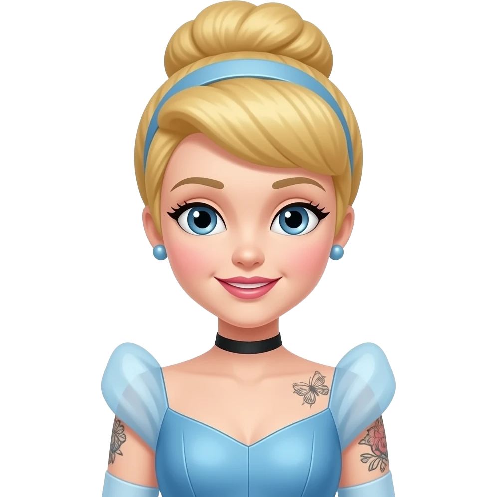 Cinderela com tatuagem emoji