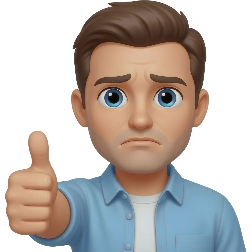 A disappointed man giving a thumbs-down. emoji