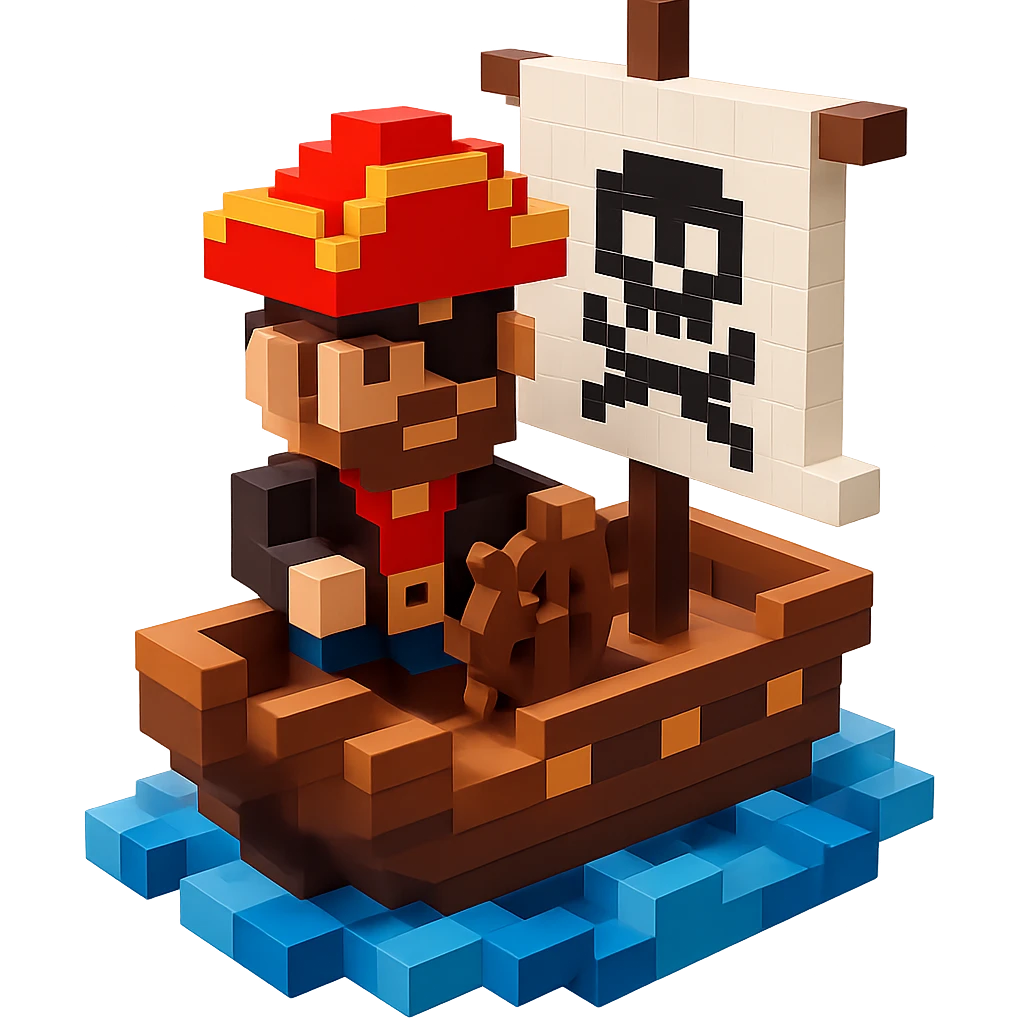 pirate with eyepatch sailing a ship , realistic background emoji