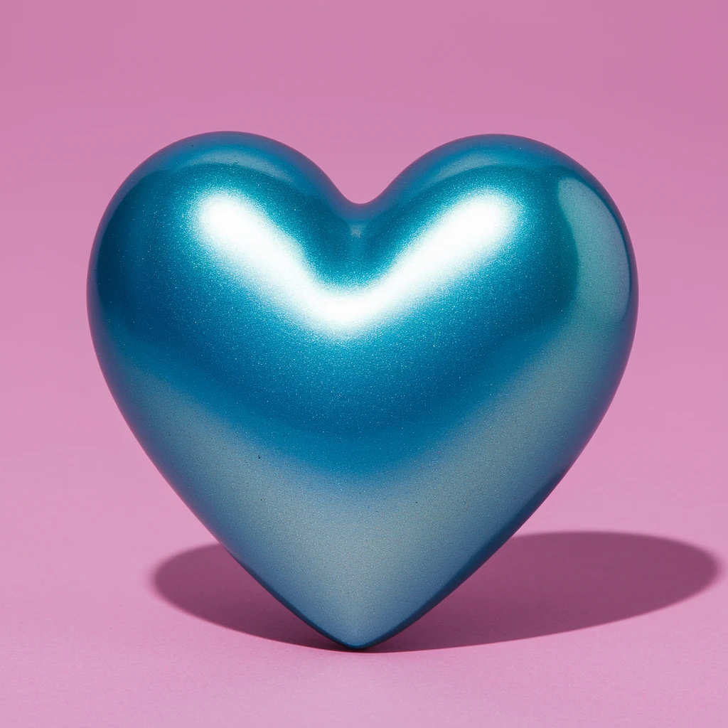 heart with a metallic blue finish emoji