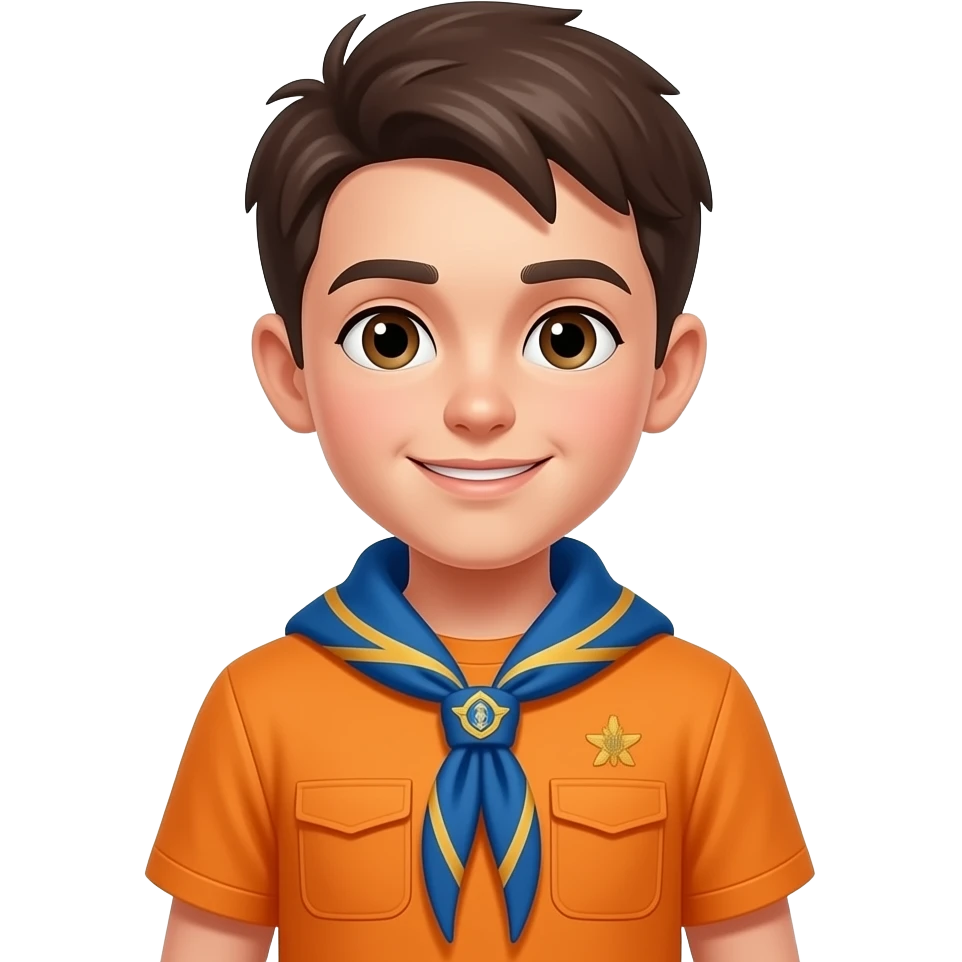 boy scout with an orange shirt and a blue scarf emoji