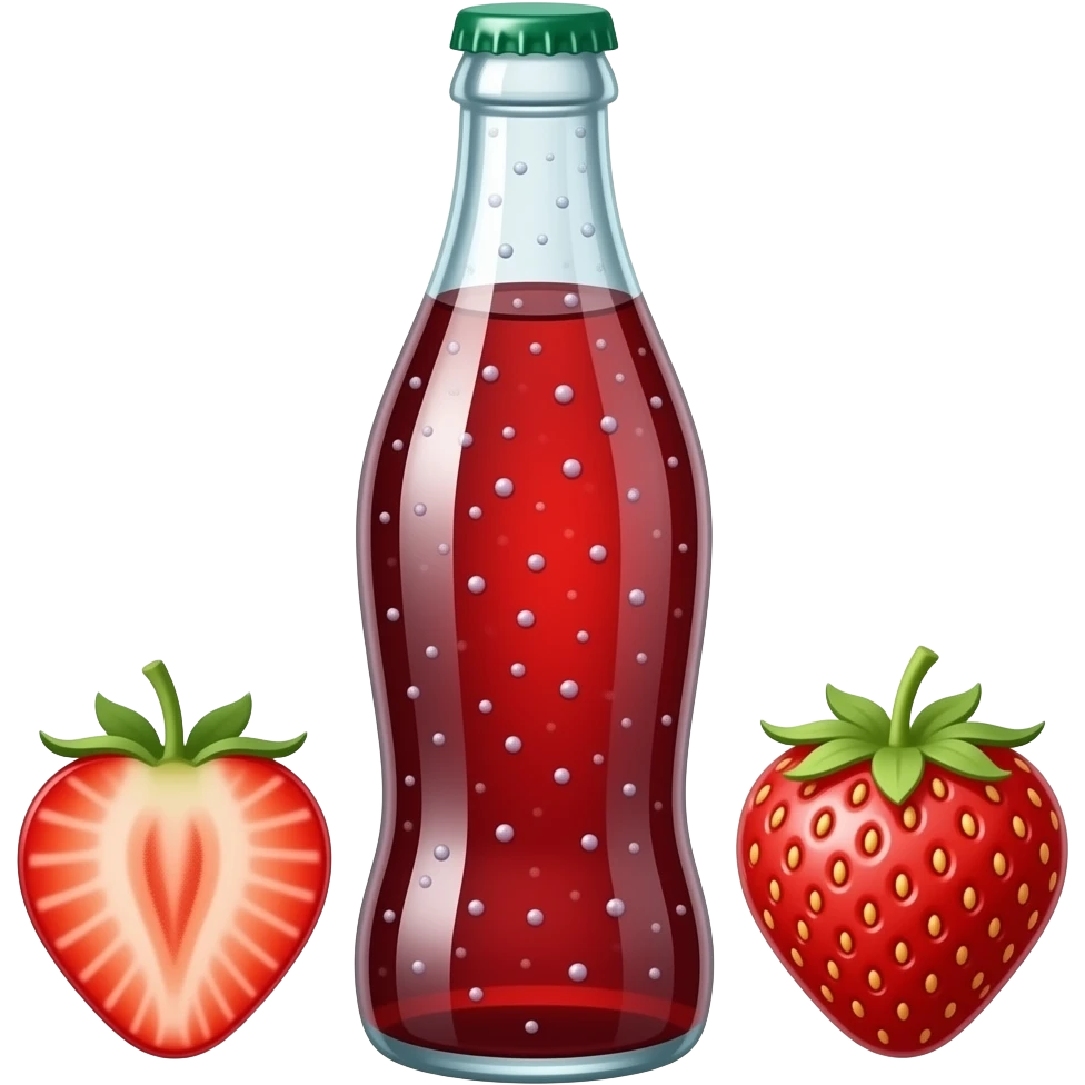 botella de gaseosa de frutilla con gas emoji