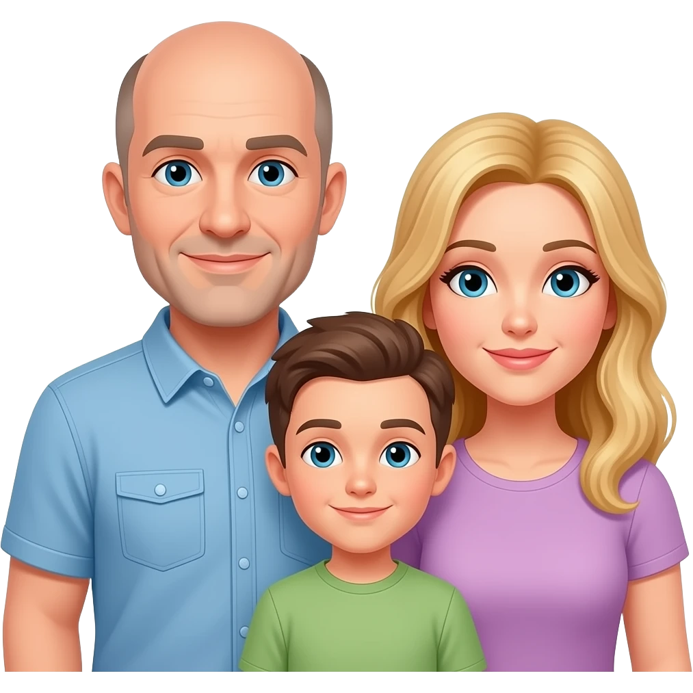 Papà calvo con figlio e mamma bionda emoji