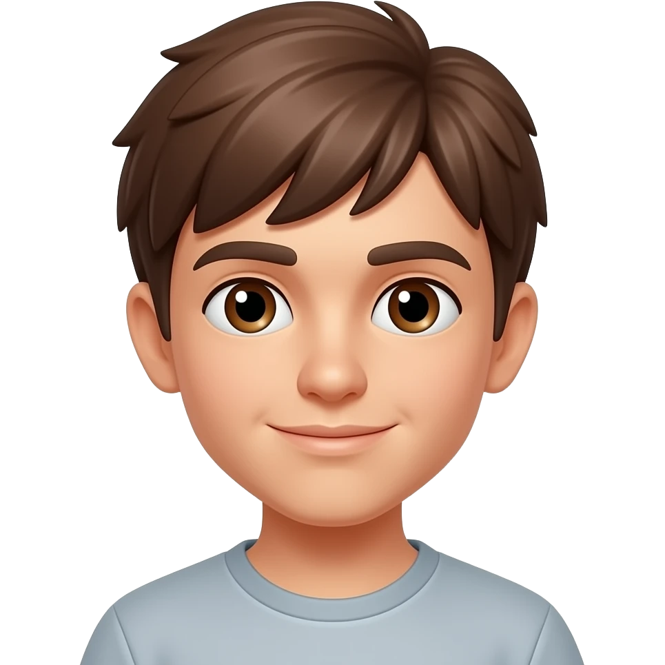Adolescente de pelo marrón, ojos marones y piel blanca Emoji tipo iPhone emoji