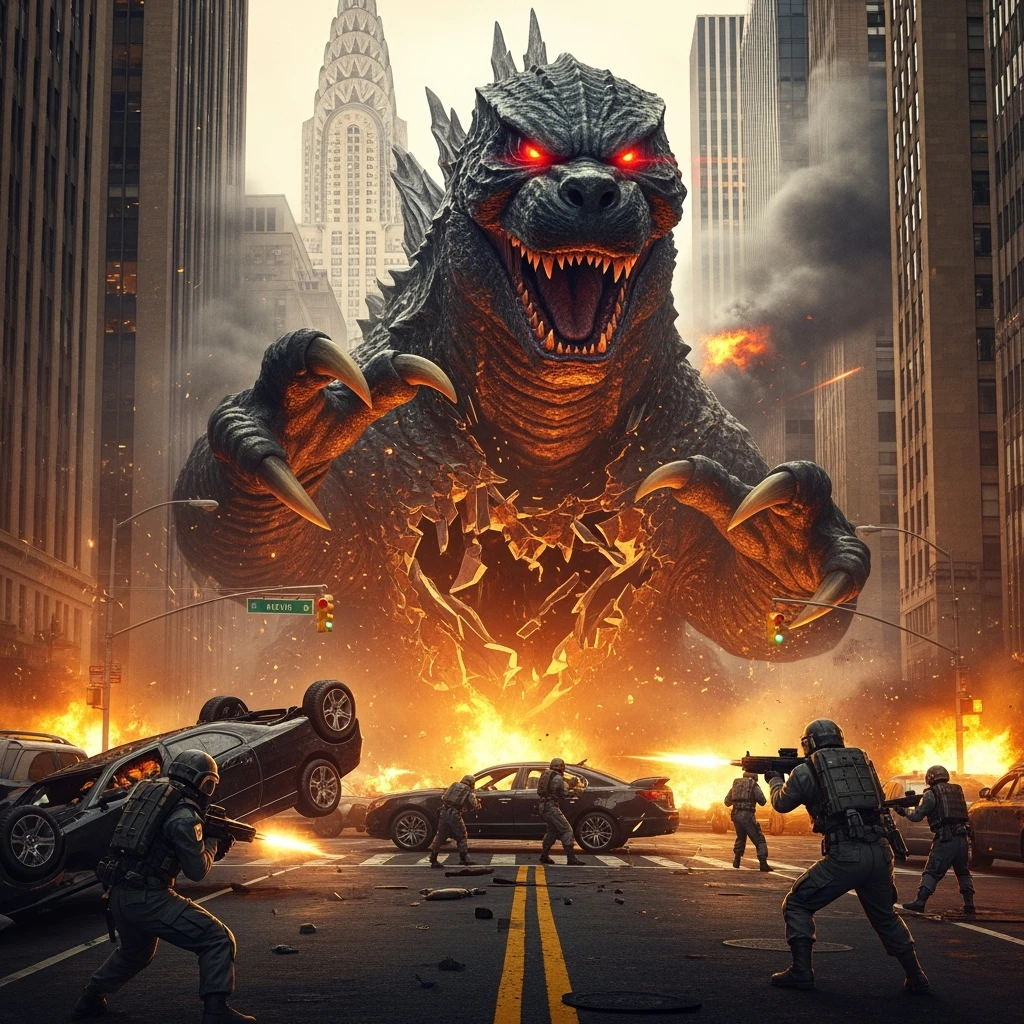 godzilla attackig ny emoji