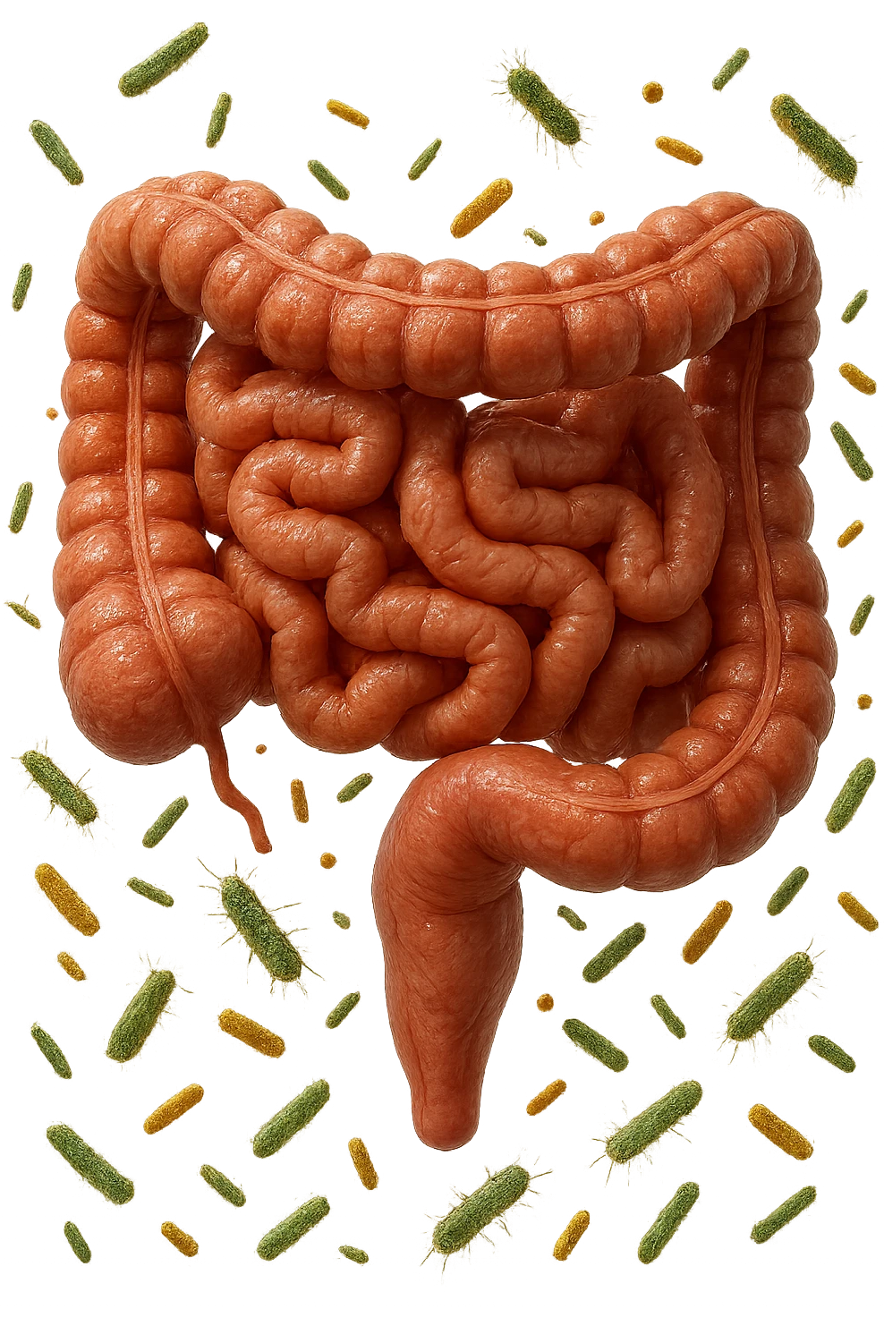 INTESTINO UMANO ANATOMICO REALISTICO CON BATTERI CHE GLI FLUTTUANO INTORNO, IPERREALISTICO 4K emoji