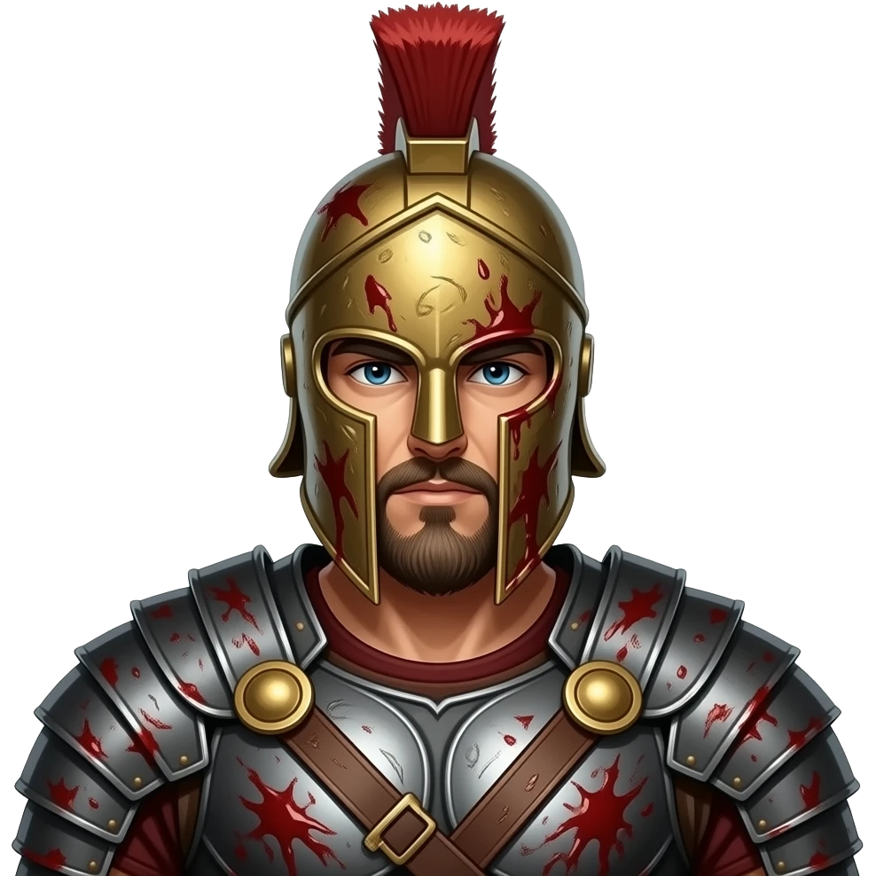 a spartan soldier like 300 with blood all over his armour emoji