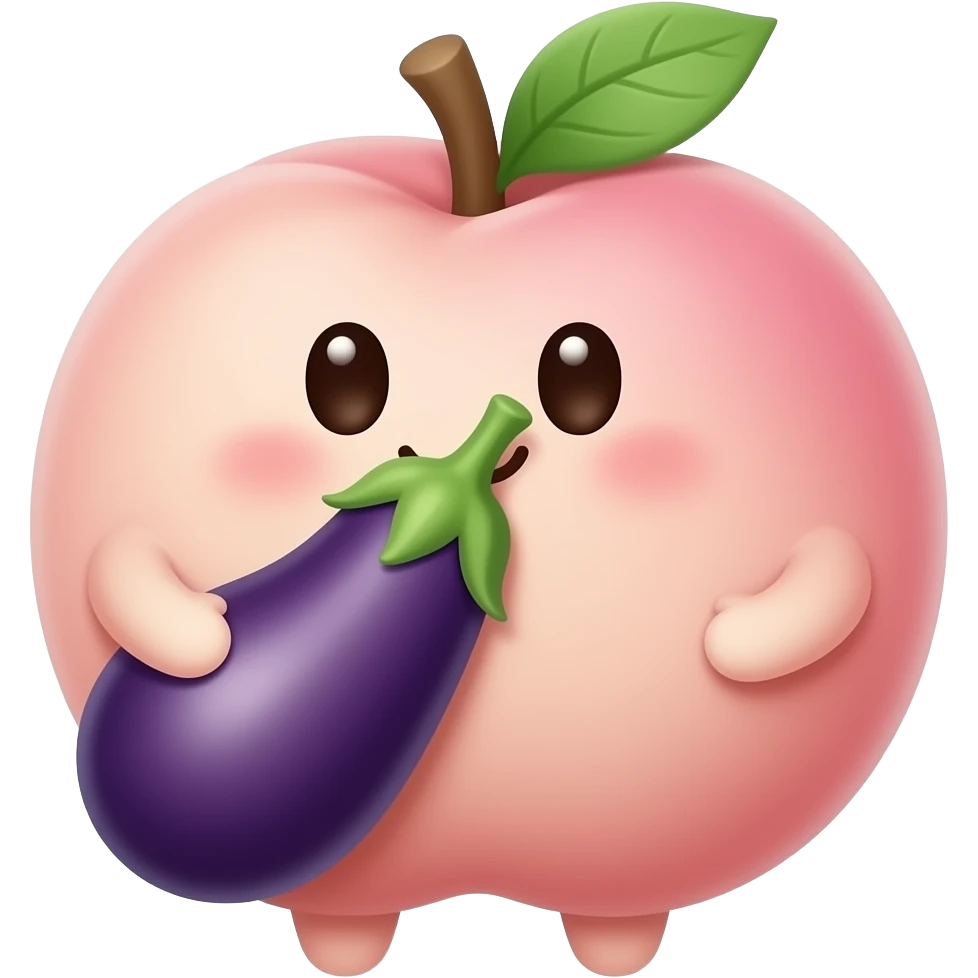 Peach eating a eggplant emoji