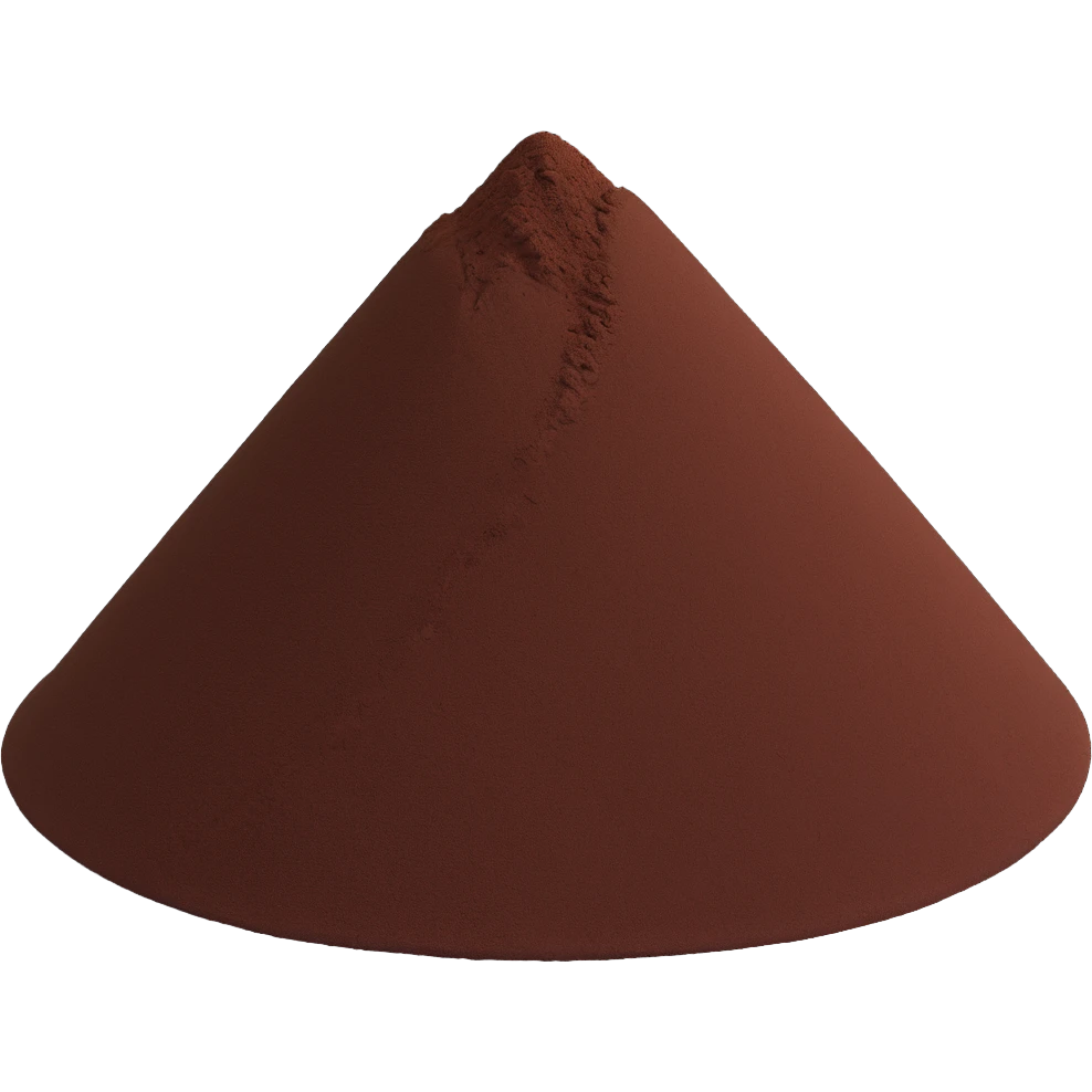 rich brown cocoa powder mound or dusting fine velvety matte uneven soft ridges color from reddish to dark chocolate brown no spoon container or garnish clean 3D soft lighting transparent background emoji scale emoji