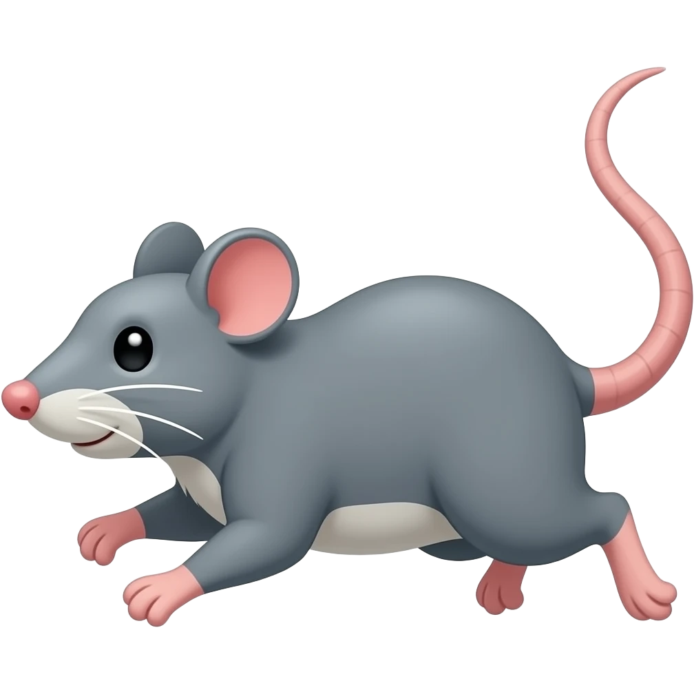The cartoon grey rat runs on fours emoji