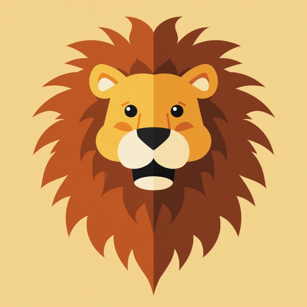 Flat design style lion emoji