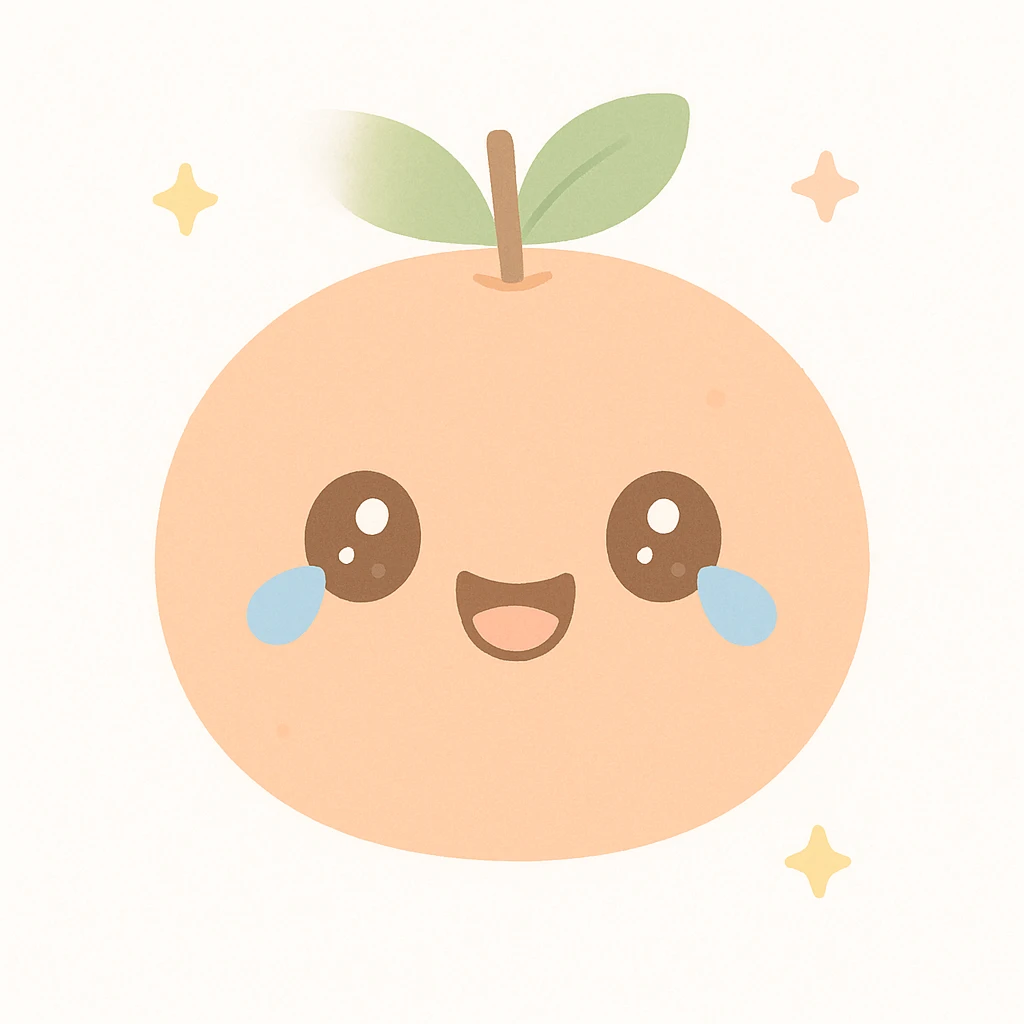 tangerine fruit with a laughing-crying expression emoji