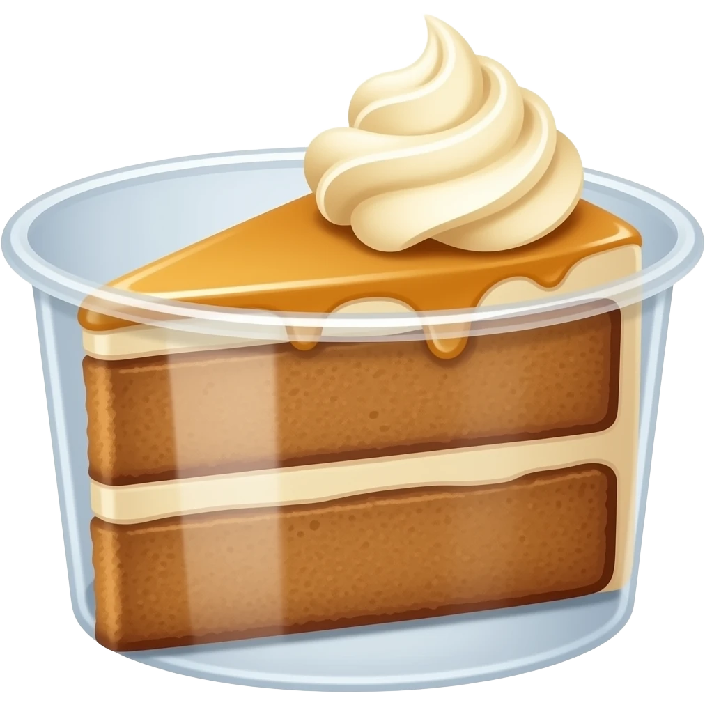 Butterscotch cake in a plastic transparent cup emoji