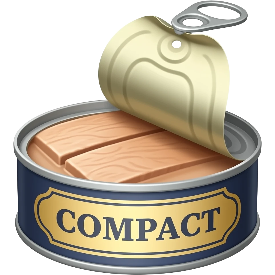 An opened tuna can with compact and appealing tuna fish on the inside and a vintage label emoji