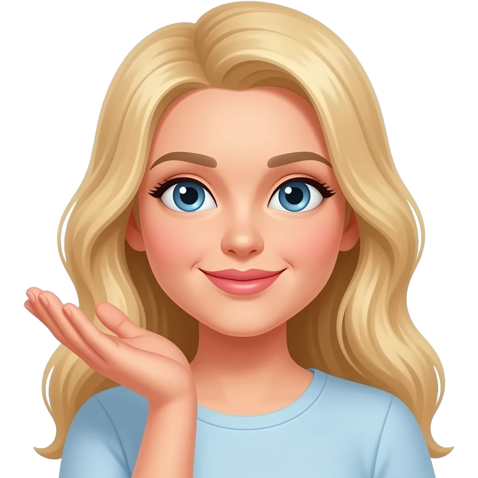 Frau, blonde lange Haare schickt kuss emoji