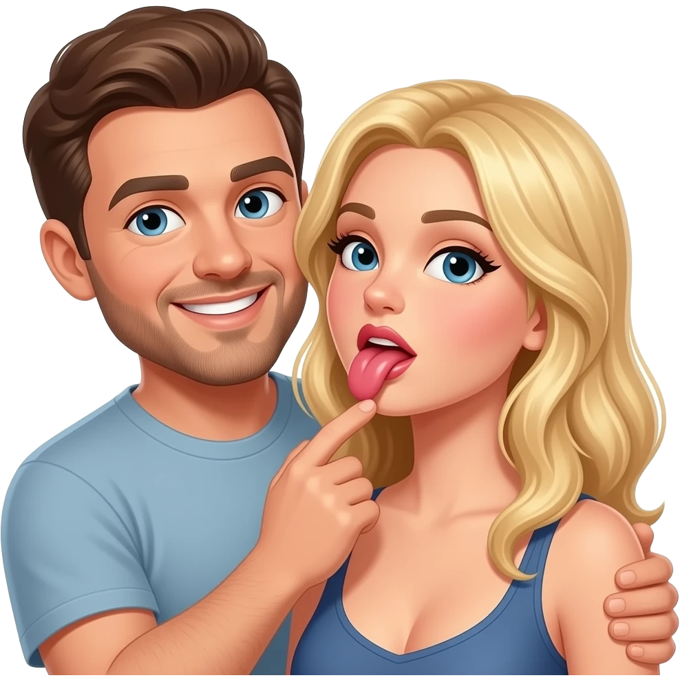 Man giving a blond woman licking her vagina porn emoji