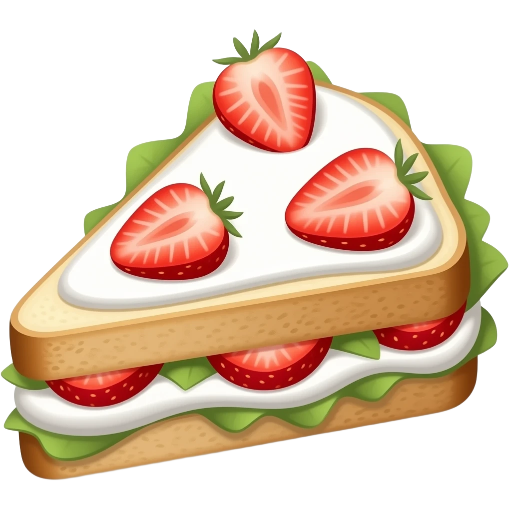 triangle cut strawberry sandwich with cream emoji