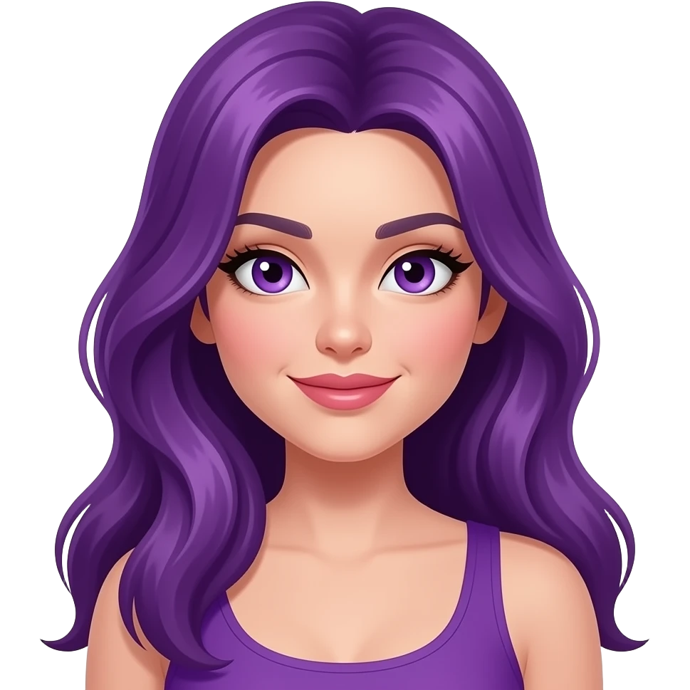 sexy girl with long purple hair and purple eyes is flirting emoji