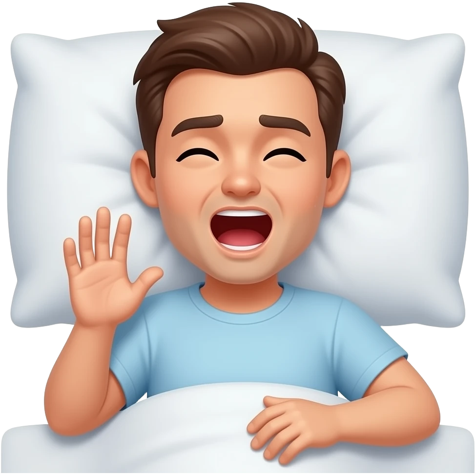 hombre acostado,bostezando,quiere salir de la cama emoji