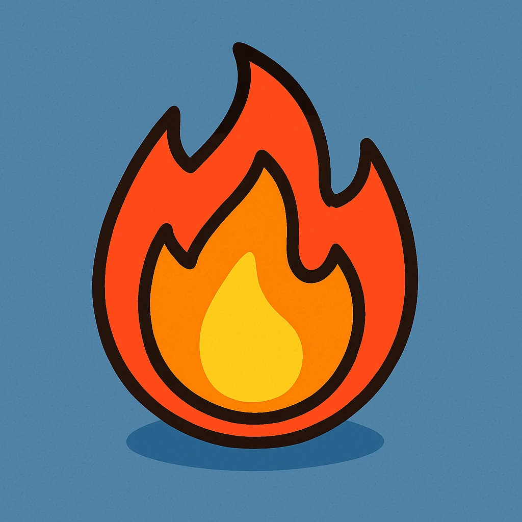 digital flame, vibrant, glowing, modern icon style emoji