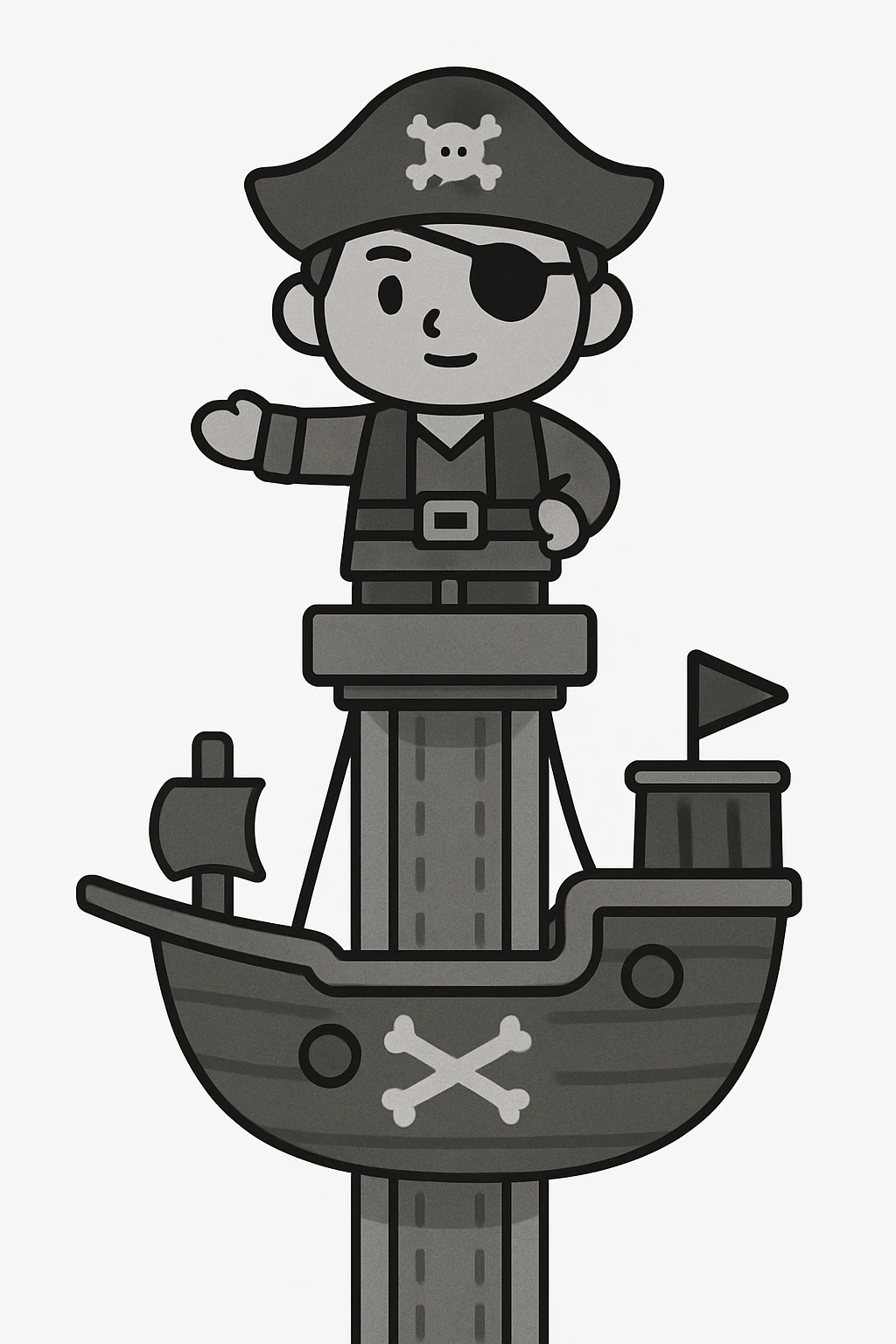Un pirate sur une tour de chute de parc atrraction pirate  emoji