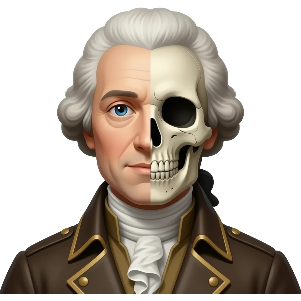 George Washington but in half life half skull emoji