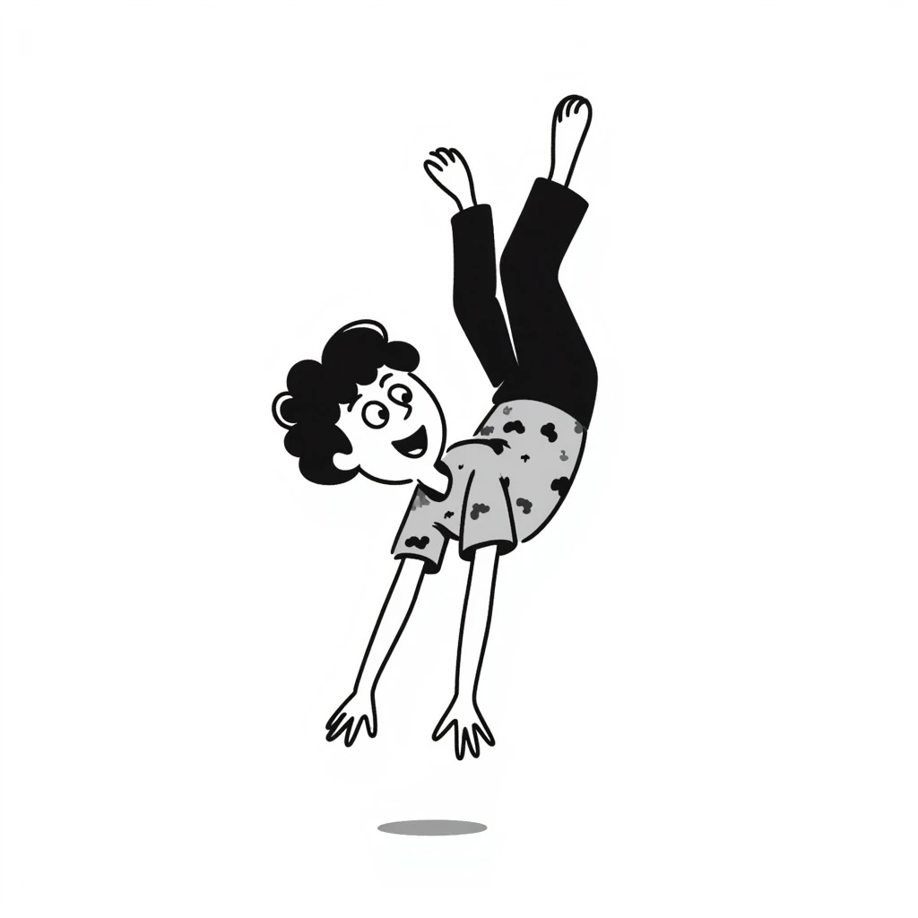 a child doing a backflip, hand drawn doodle style emoji