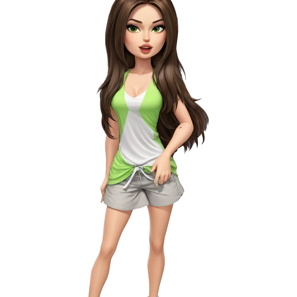 girl with brown hair and green eyes emoji