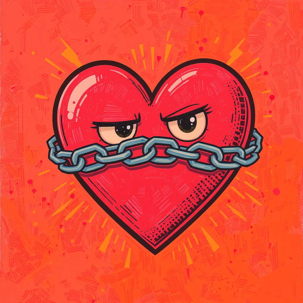 emo heart with a chain emoji
